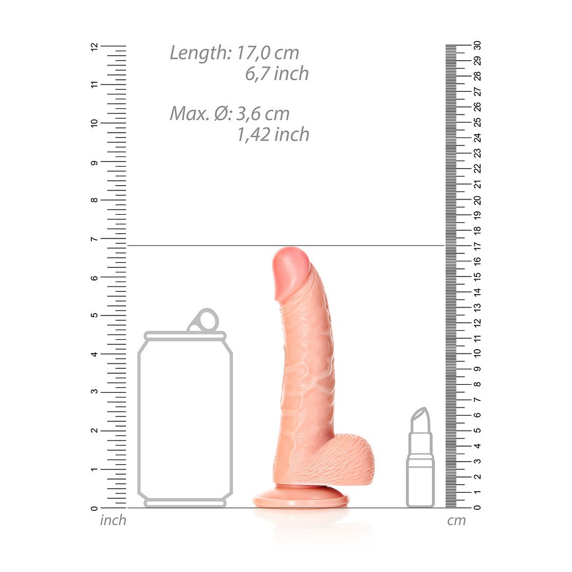 DILDO REALISTA COM TESTÍCULOS CURVED 6 /15,5 CM FLESH REALROCK 6