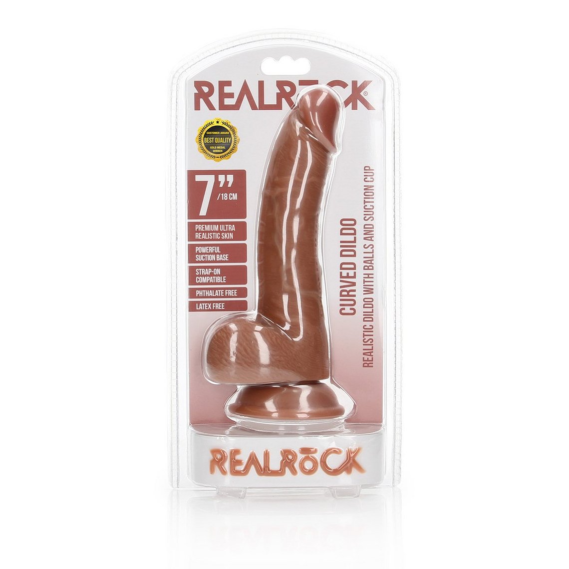 DILDO REALISTA COM TESTÍCULOS CURVED 7 /18CM REALROCK 2