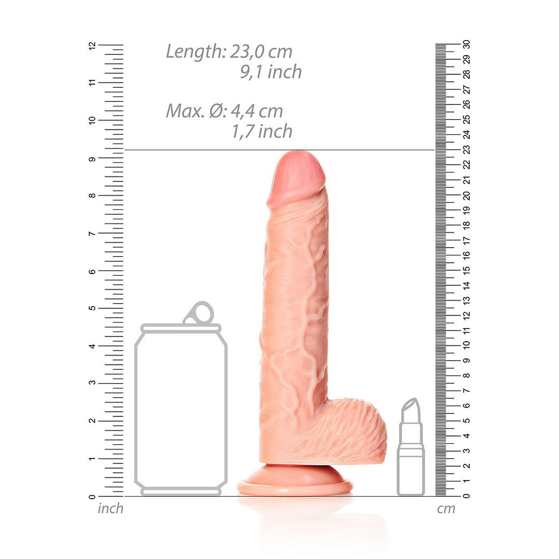 DILDO REALISTA COM TESTÍCULOS STRAIGHT 8 /20,5 CM FLESH REALROCK 6