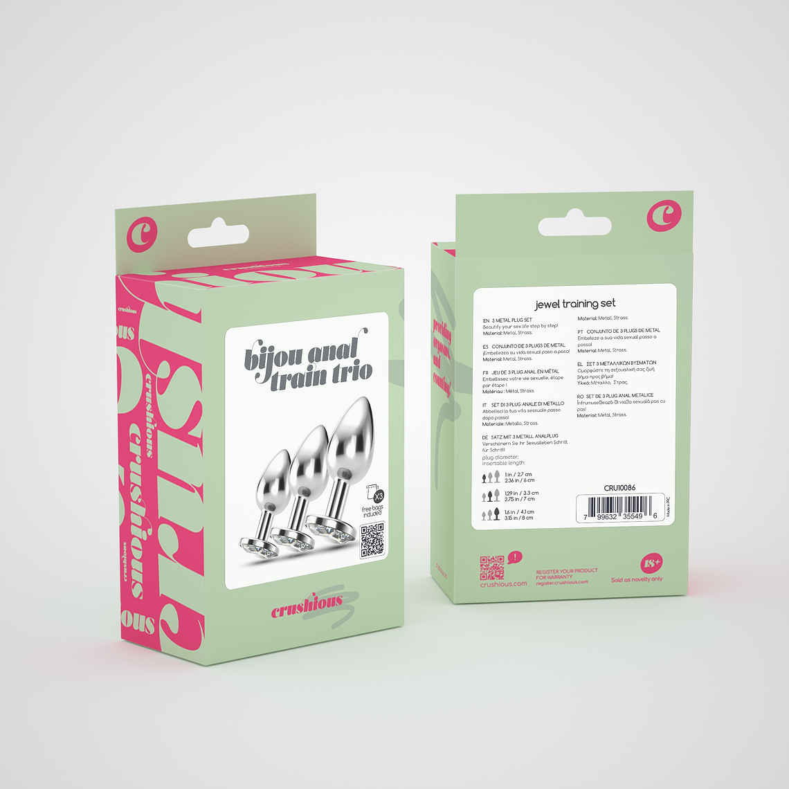 ANAL TRAIN TRIO BIJOU TRANSPARENTE CRUSHIOUS COM BOLSAS INDIVIDUAIS GRÁTIS 4