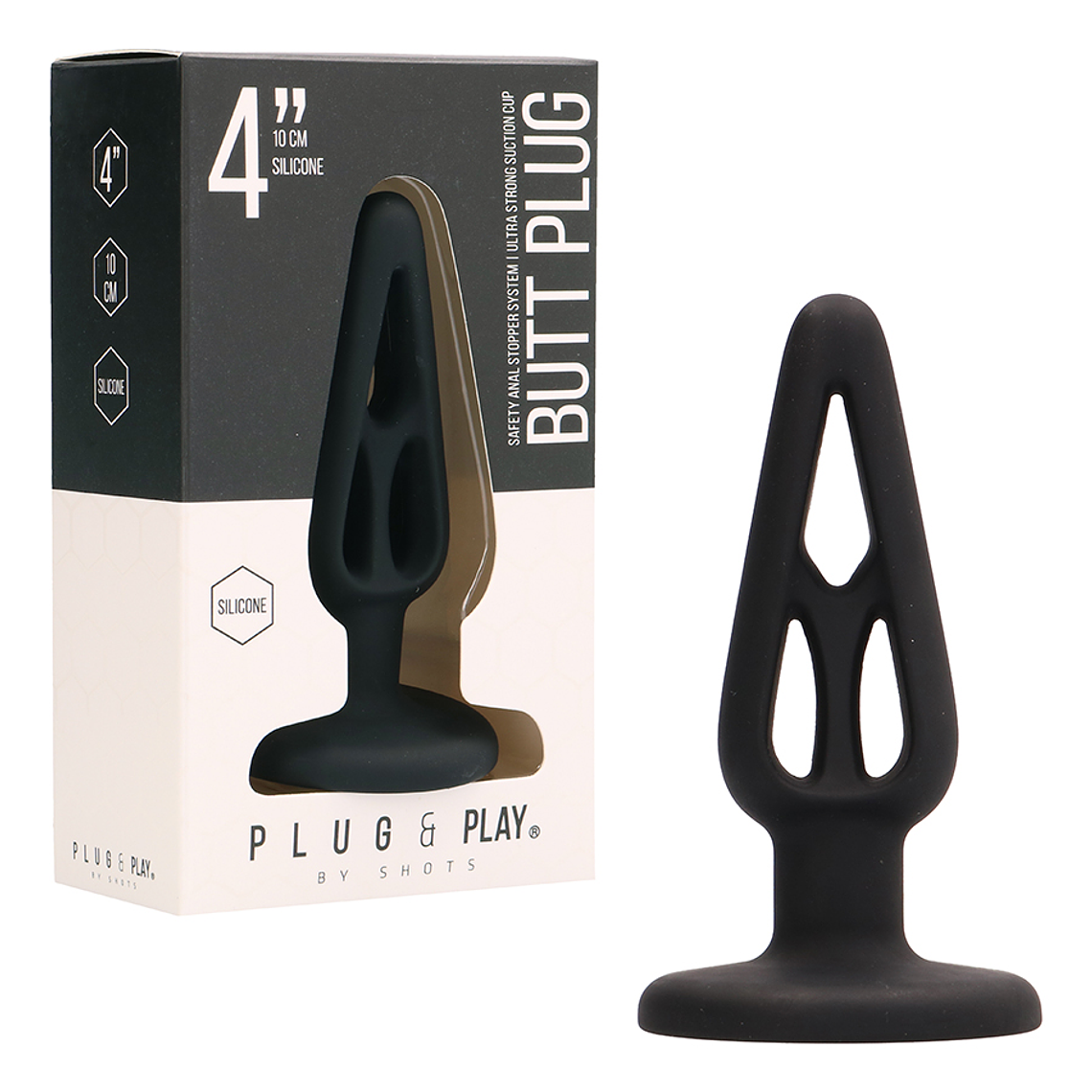 PLUG ANAL EM SILICONE PLUG & PLAY 4” PRETO 2