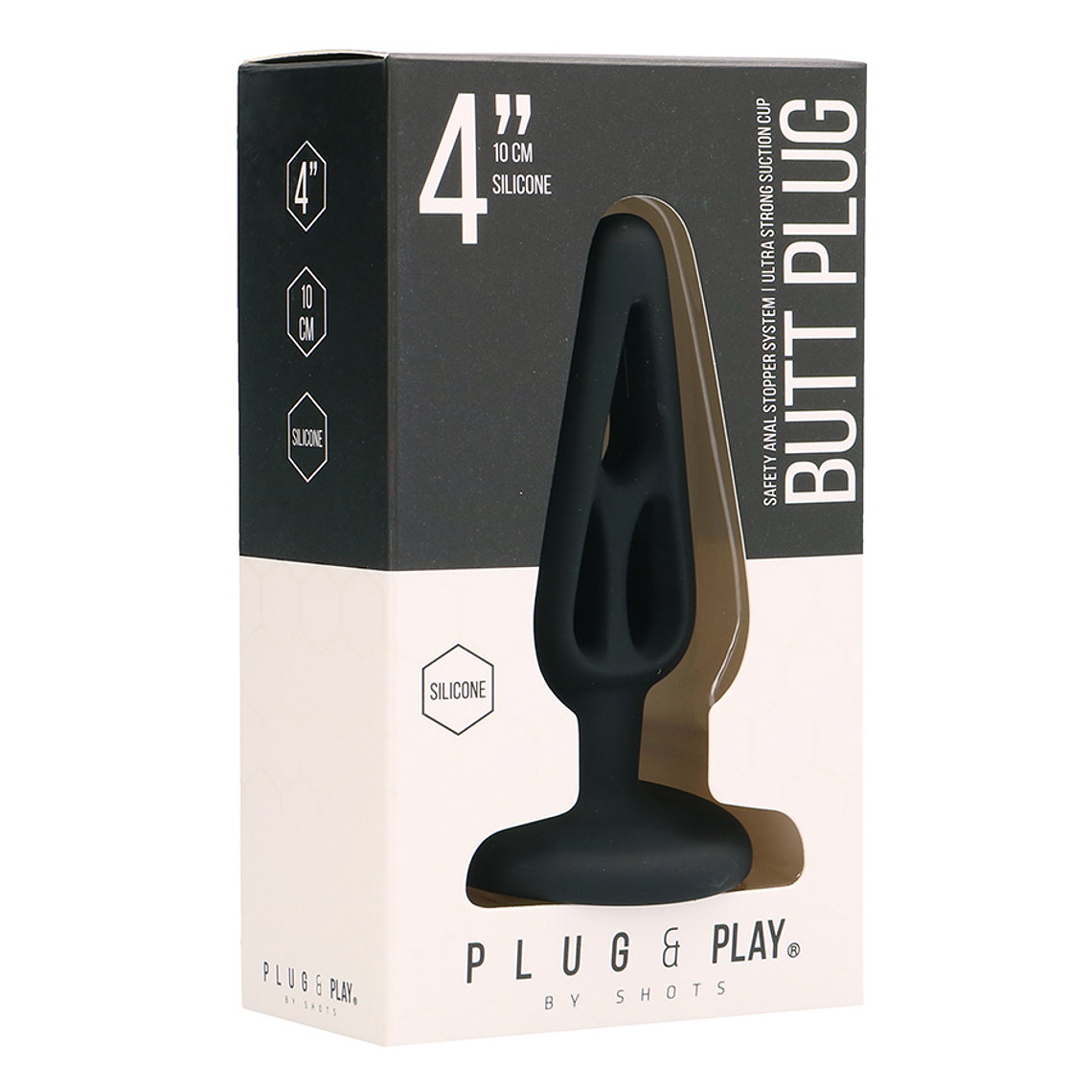 PLUG ANAL EM SILICONE PLUG & PLAY 4” PRETO 3