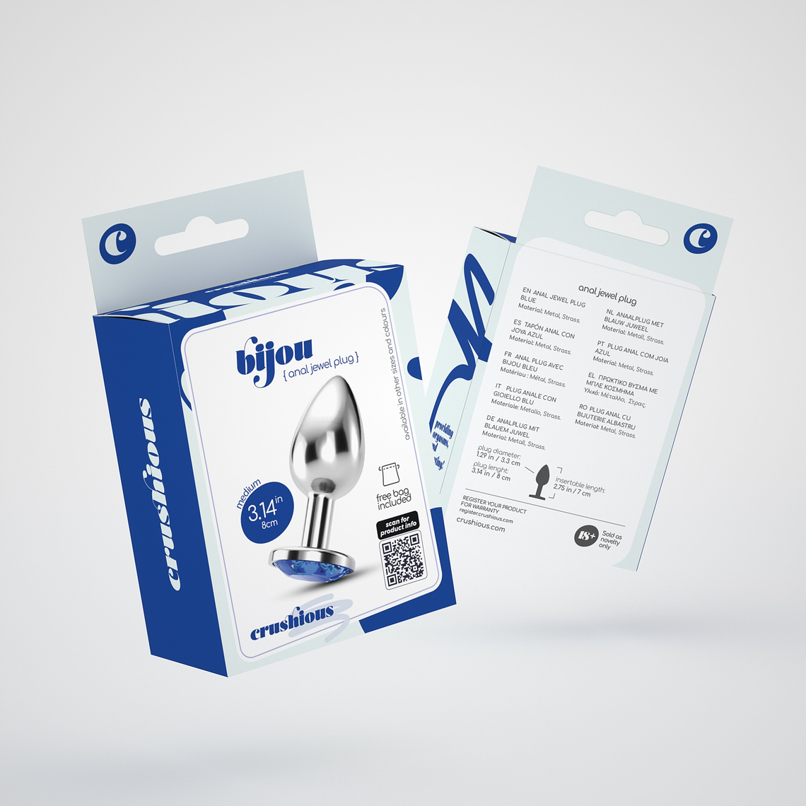 PLUG ANAL JOIA BIJOU AZUL MÉDIO CRUSHIOUS COM BOLSA AVELUDADA GRÁTIS 8
