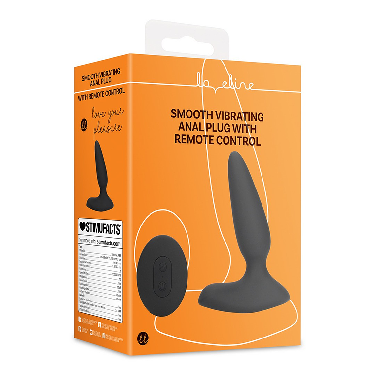PLUG ANAL COM VIBRAÇÃO E COMANDO SMOOTH VIBRATING LICORICE BLACK LOVELINE 2