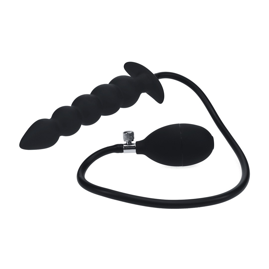 PLUG ANAL DE SIICONE INSUFLÁVEL COM PÉROLAS PRETO LEVELZ 1
