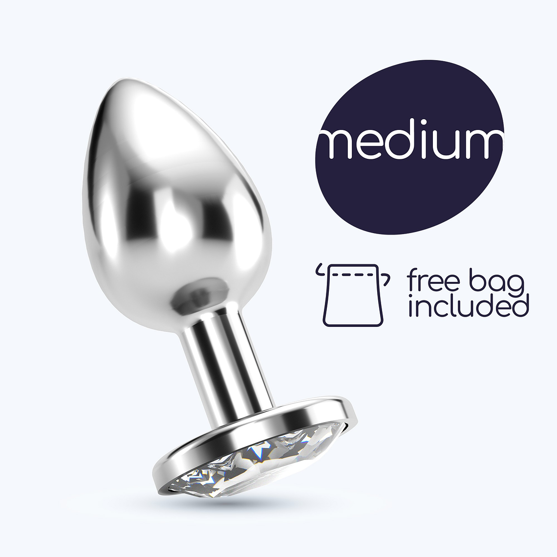 PLUG ANAL JOIA BIJOU TRANSPARENTE MÉDIO CRUSHIOUS COM BOLSA AVELUDADA GRÁTIS 1