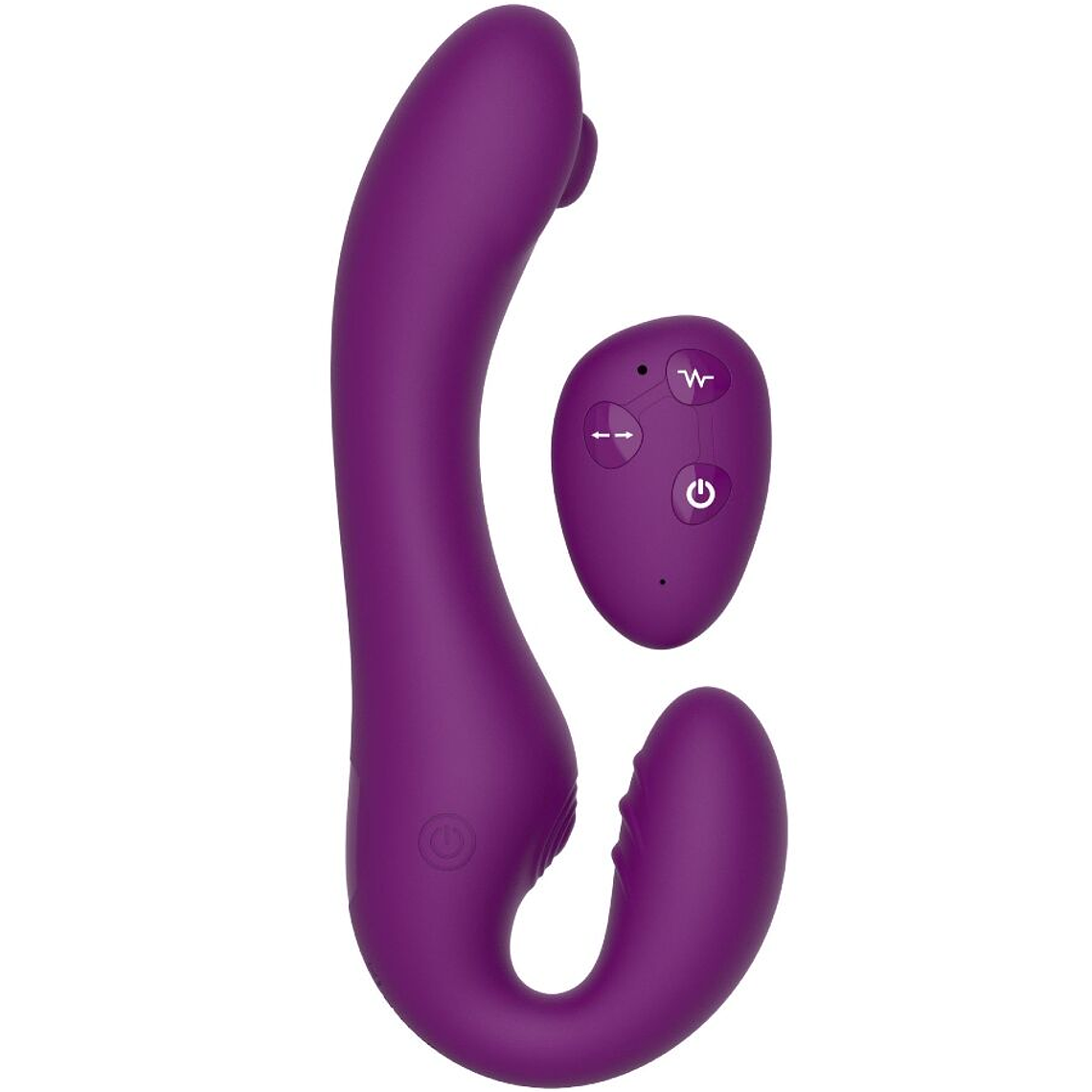 XOCOON - VIBRADOR STRAP-ON 2 EM 1 SEM ALÇAS COM CONTROLE REMOTO ROXO 1