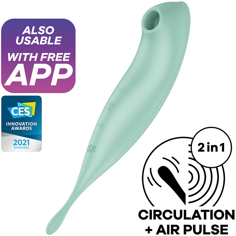 SATISFYER - TWIRLING PRO+ ESTIMULADOR DE PULSO DE AR E APLICATIVO VIBRADOR VERDE 1
