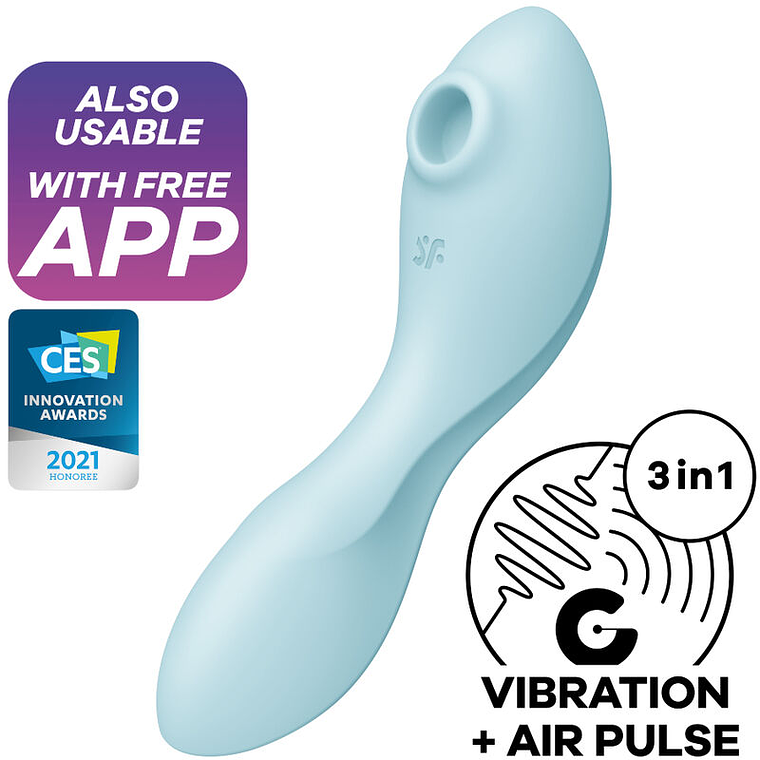 SATISFYER - CURVY TRINITY 5 ESTIMULADOR DE PULSO DE AR E APLICATIVO VIBRADOR AZUL 1
