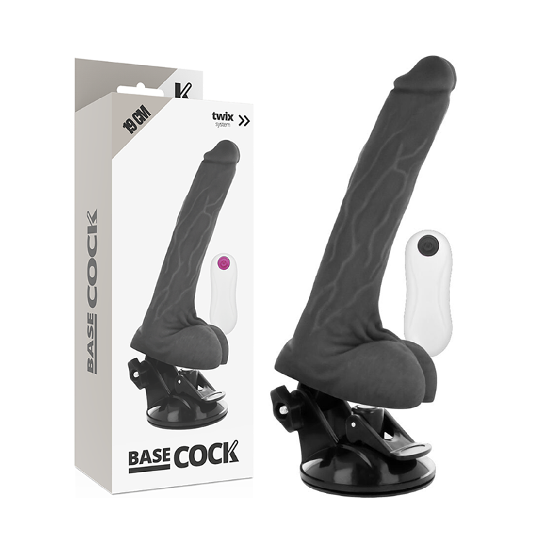 BASECOCK - VIBRADOR DE CONTROLE REMOTO REALISTA PRETO 19 CM -O- 4 CM 1