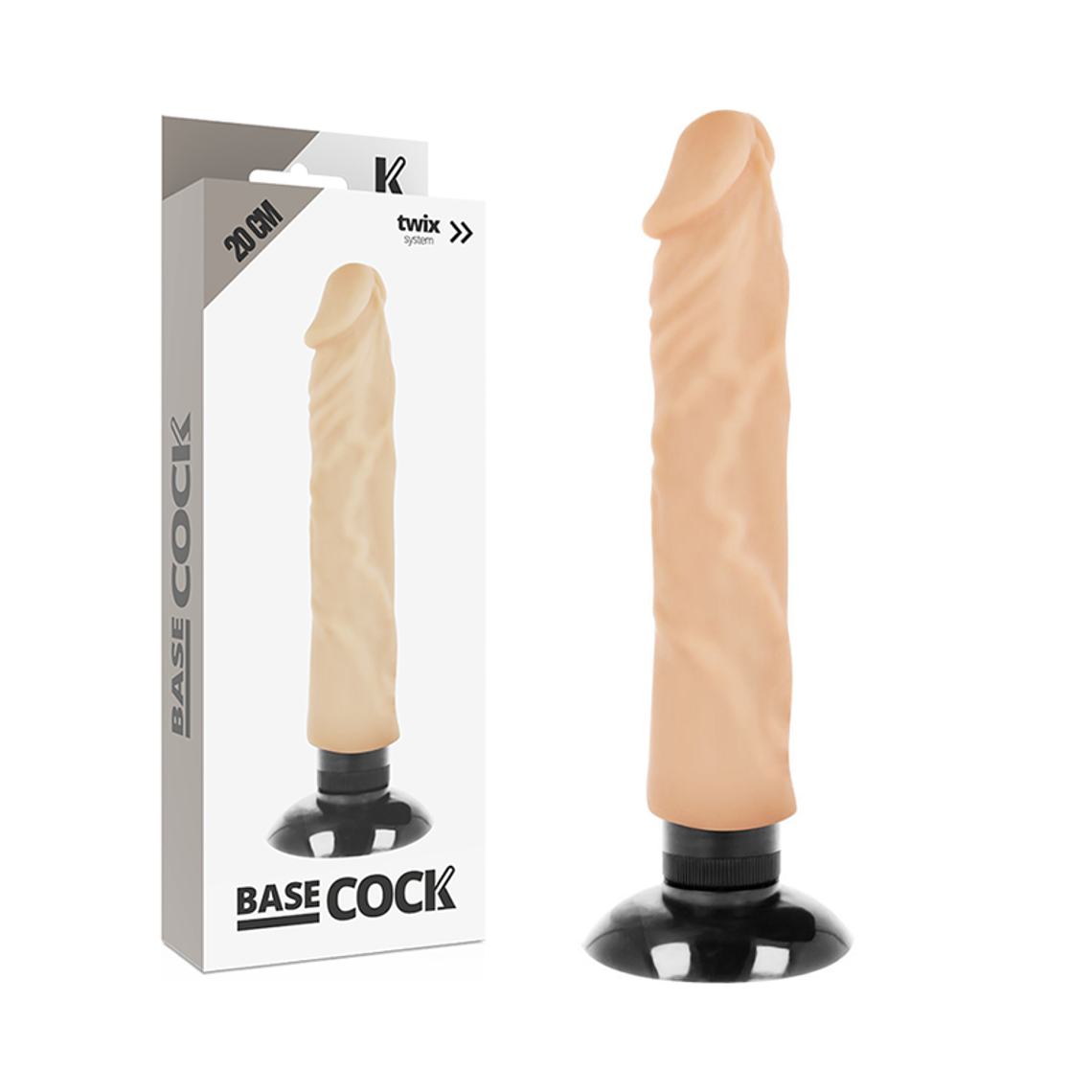 BASECOCK - VIBRADOR REALÍSTICO 2-1 NATURAL 20 CM -O- 4 CM 1
