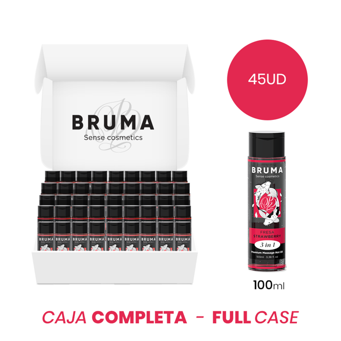 MOQ 45 - BRUMA ÓLEO DE MASSAGEM PREMIUM EFEITO CALOR SABOR MORANGO 3 EM 1 - 100 ML 1