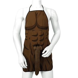 DIABLO PICANTE - AVENTAL MUSCULAR COM PÊNIS 3D EM TOM MARROM