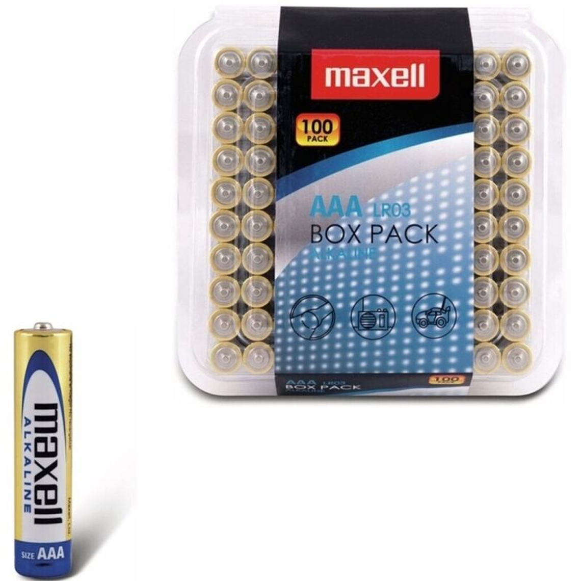 MAXELL - PILHA ALCALINA AAA LR03 PACK*100 PILHAS 1