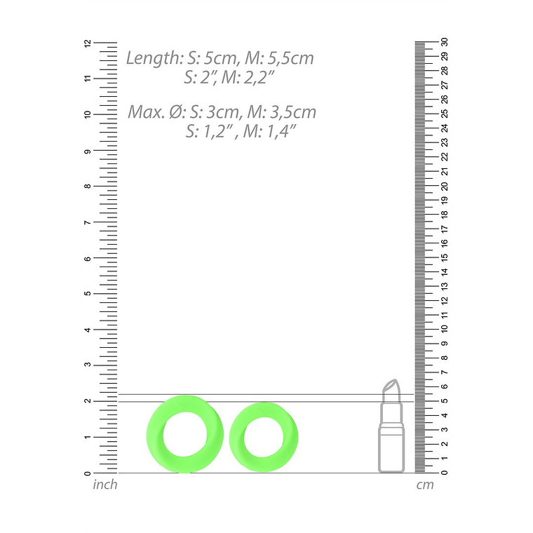 CONJUNTO DE 2 ANÉIS PARA O PÉNIS GLOW IN THE DARK OUCH! 5