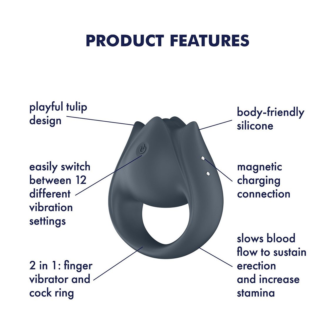 ANEL PARA O PÉNIS COM VIBRAÇÃO PERFECT PAIR 2 SATISFYER 5