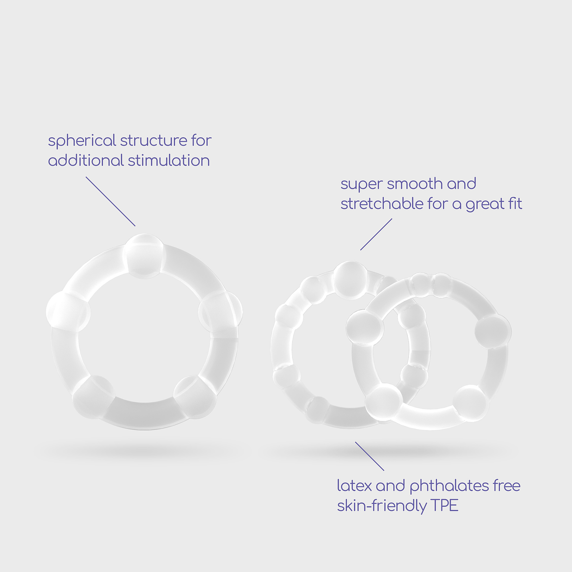 SET DE ANÉIS PENIANOS TRIPLE BEAD TRANSPARENTES CRUSHIOUS 6