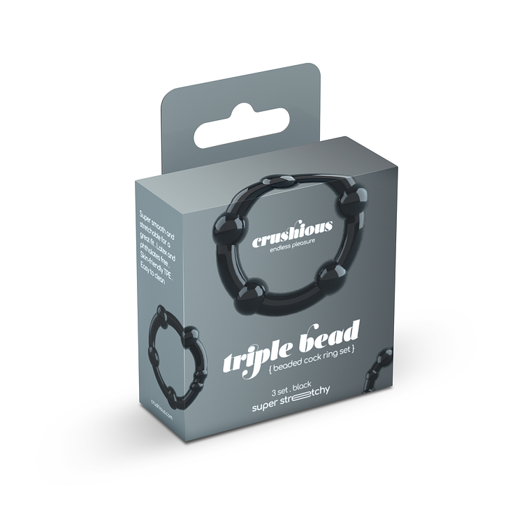SET DE ANÉIS PENIANOS TRIPLE BEAD PRETOS CRUSHIOUS 10