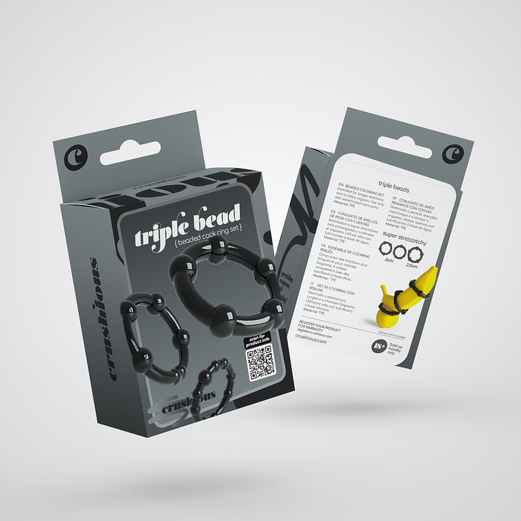 SET DE ANÉIS PENIANOS TRIPLE BEAD PRETOS CRUSHIOUS 15