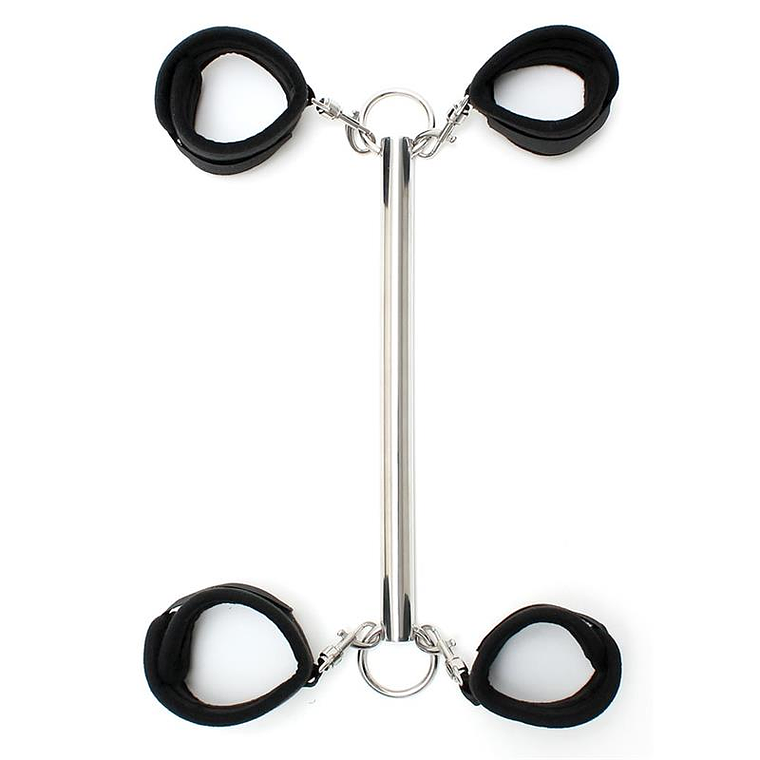 Spreader Bar with Detachable 4 Cuffs Black 4