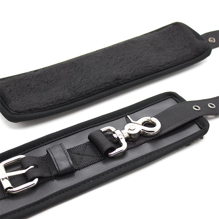 Leather Handcuffs with Big Hoops Black 3