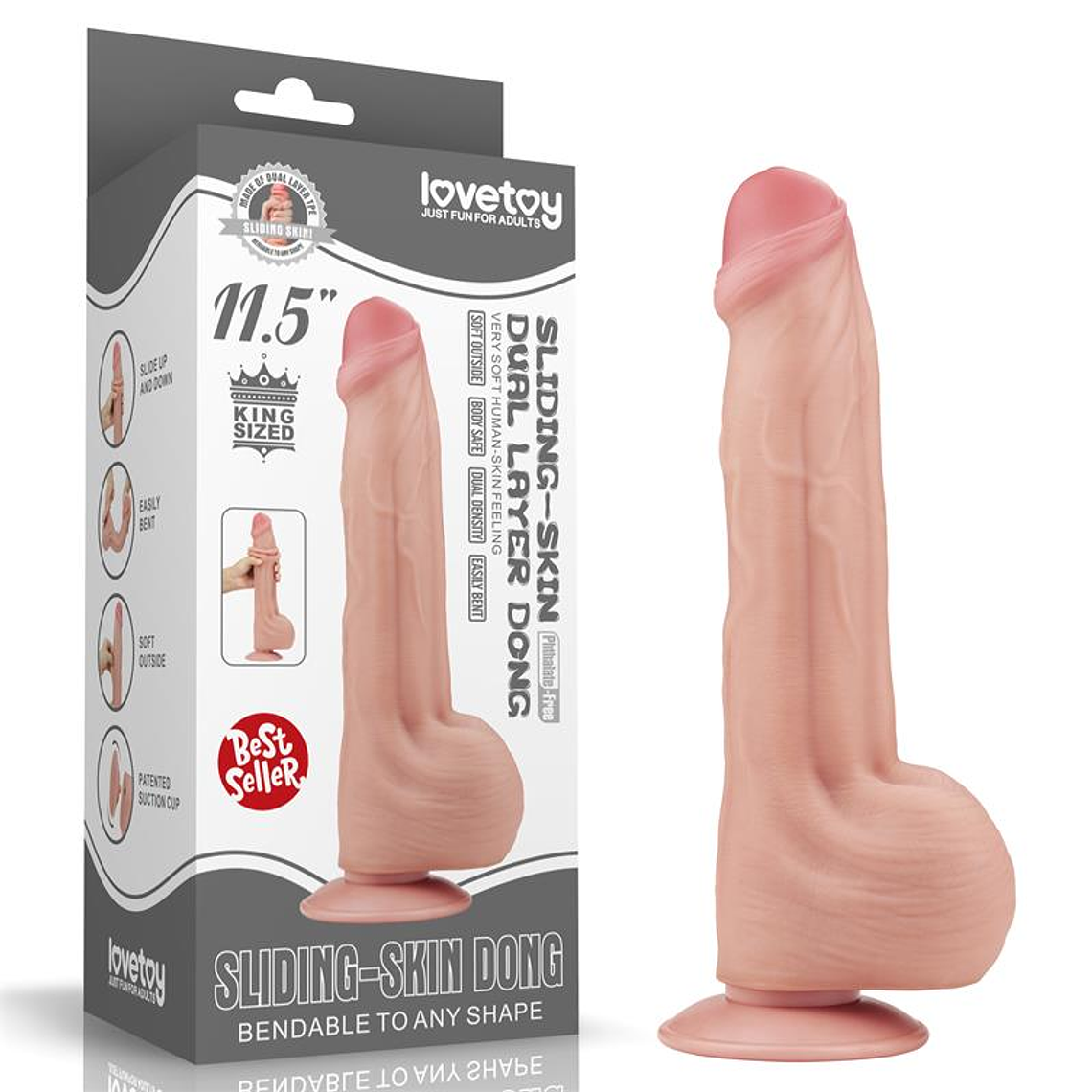 Dildo Dual Layer Sliding Skin 11.5 11