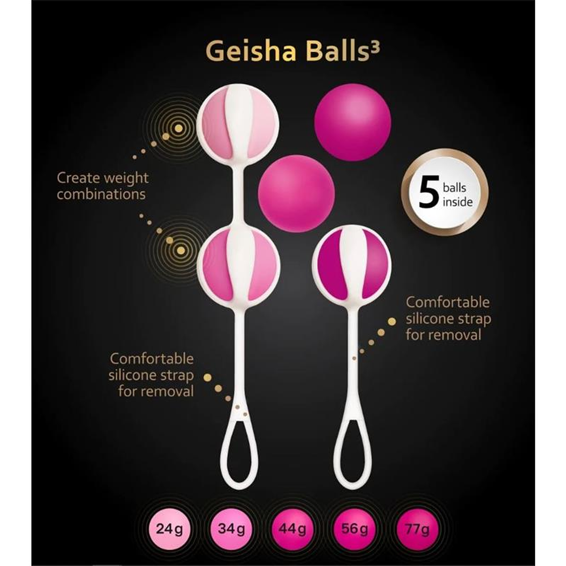 Set of 5 Geisha Balls3 Sugar Pink 5