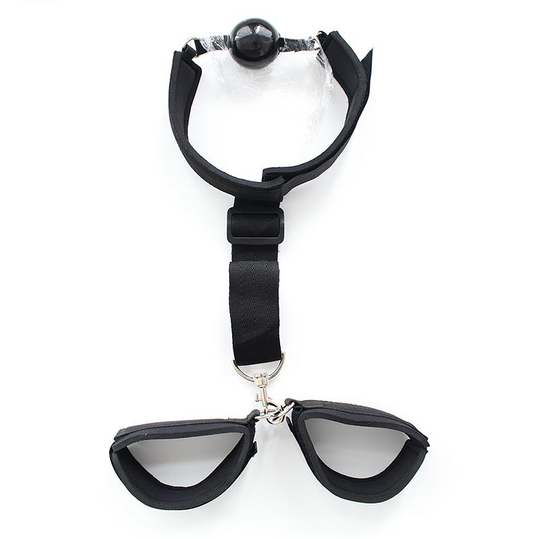 Gag Ball with Hand Cuff Black 2