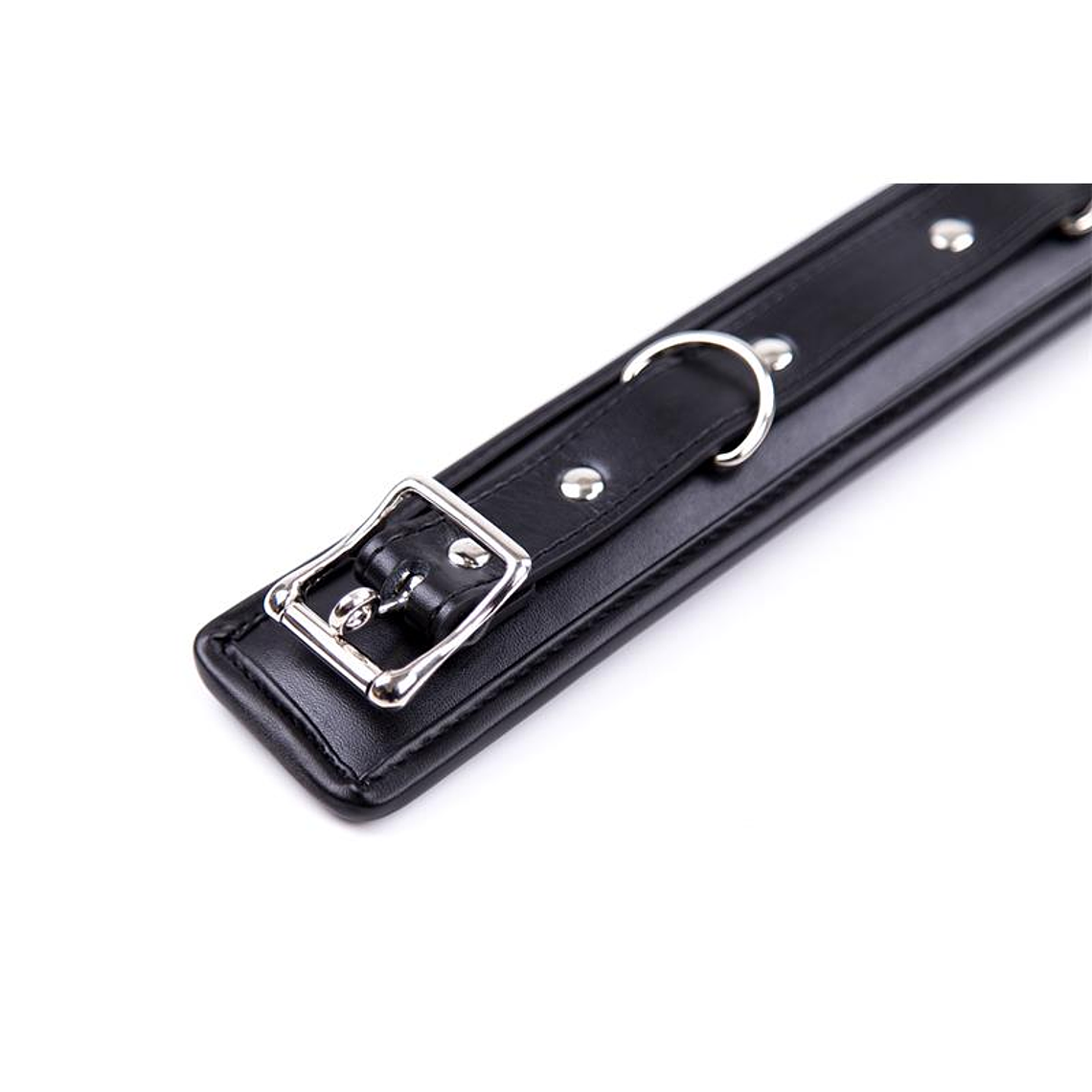 Collar with Metal Leash and Pedded Interior Black 6