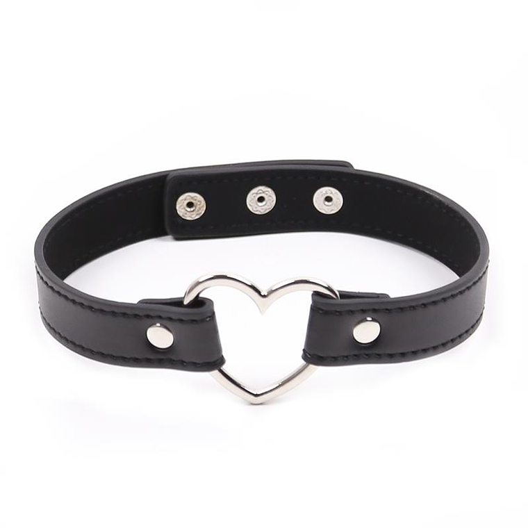 Collar with Heart Shaped Hoop Adjustable 41,5 cm Black 1