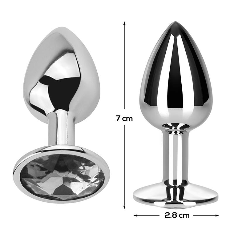 Butt Plug with Jewel Diamond White Size S Aluminium 3