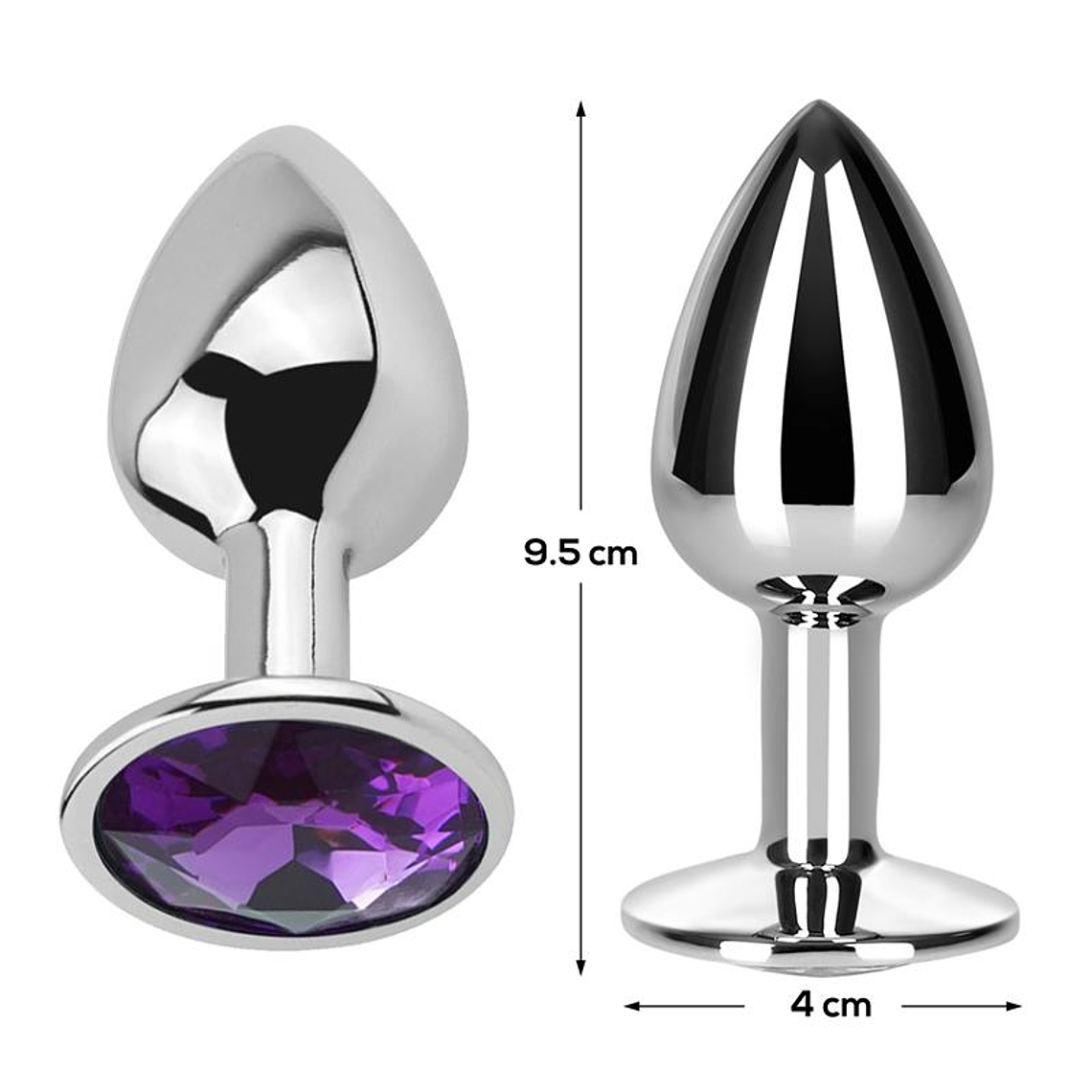 Butt Plug with Jewel Purple Amethyst Size L Aluminium 3