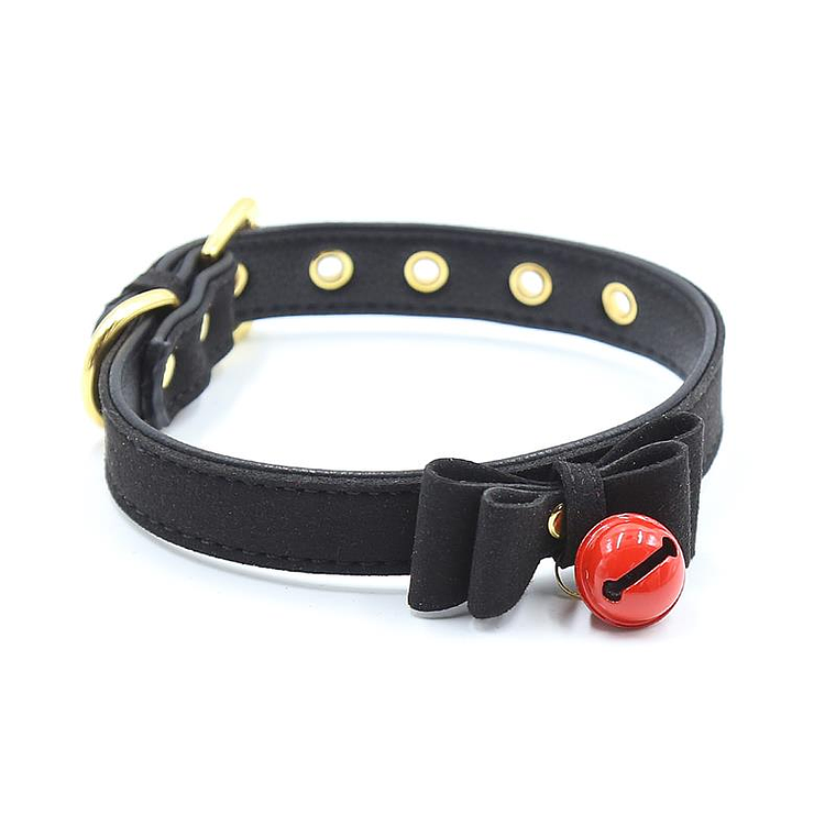 Collar with Bow and Rattle 44 cm Black/Red 2