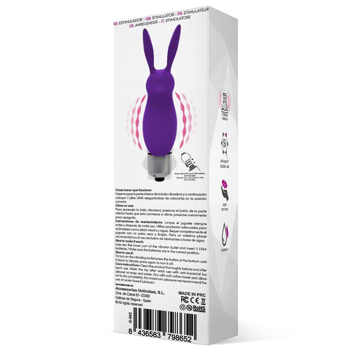 Hopye Rabbit Vibrating Bullet Silicone Purple 3