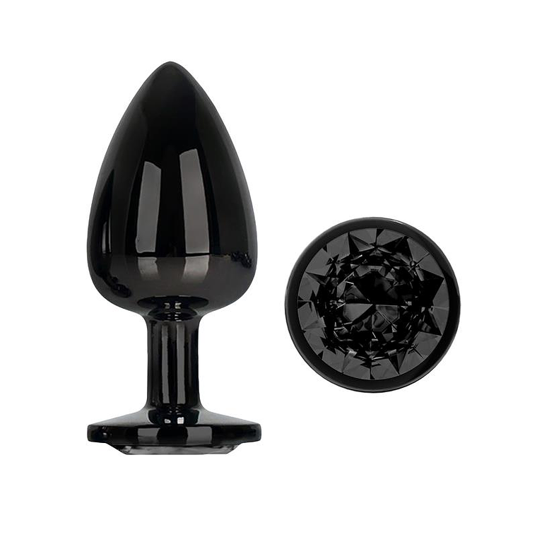 Blackgem Metalic Butt Plug with Black Jewel Size L 2