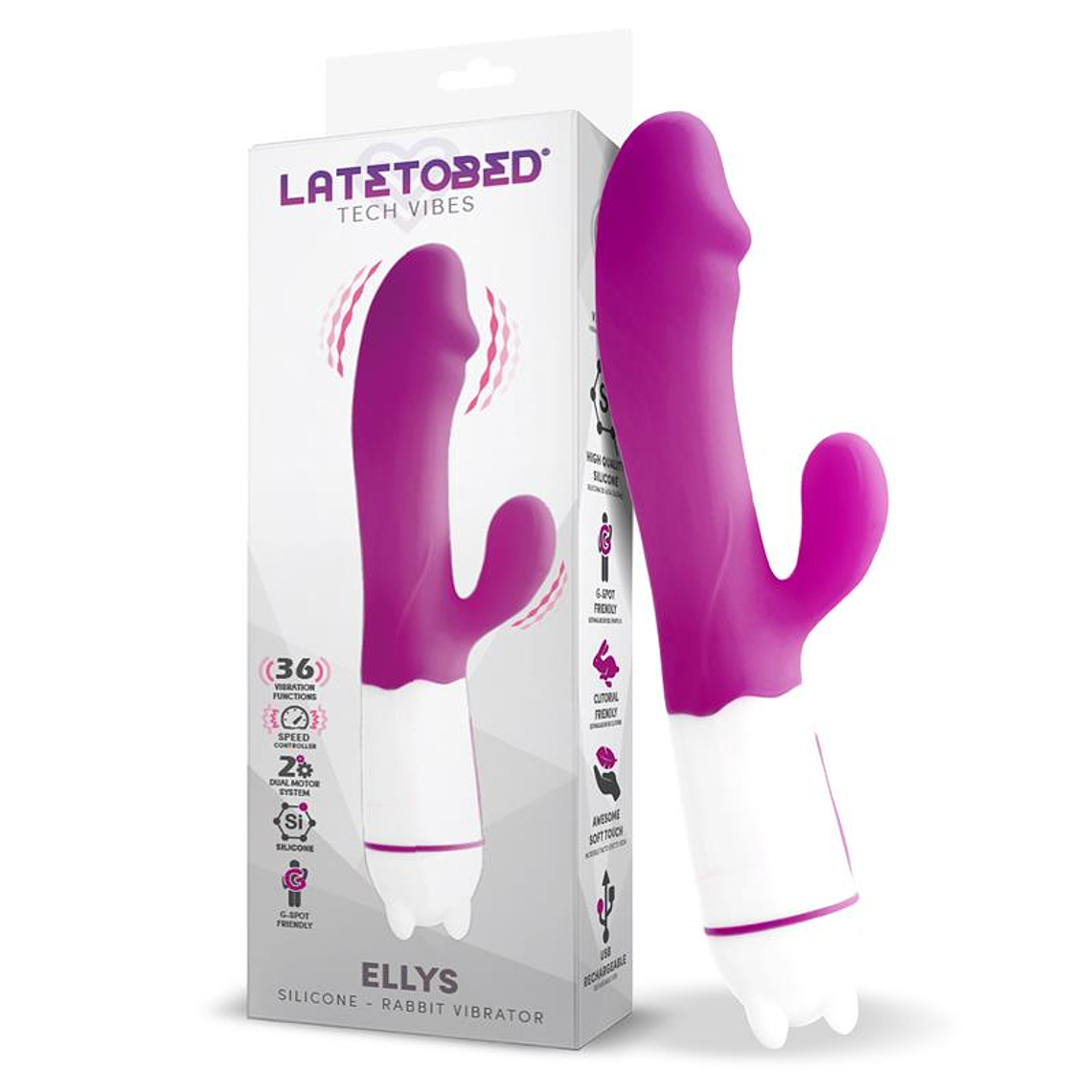 Ellys USB Vibration 36 Functions Silicone Purple 1