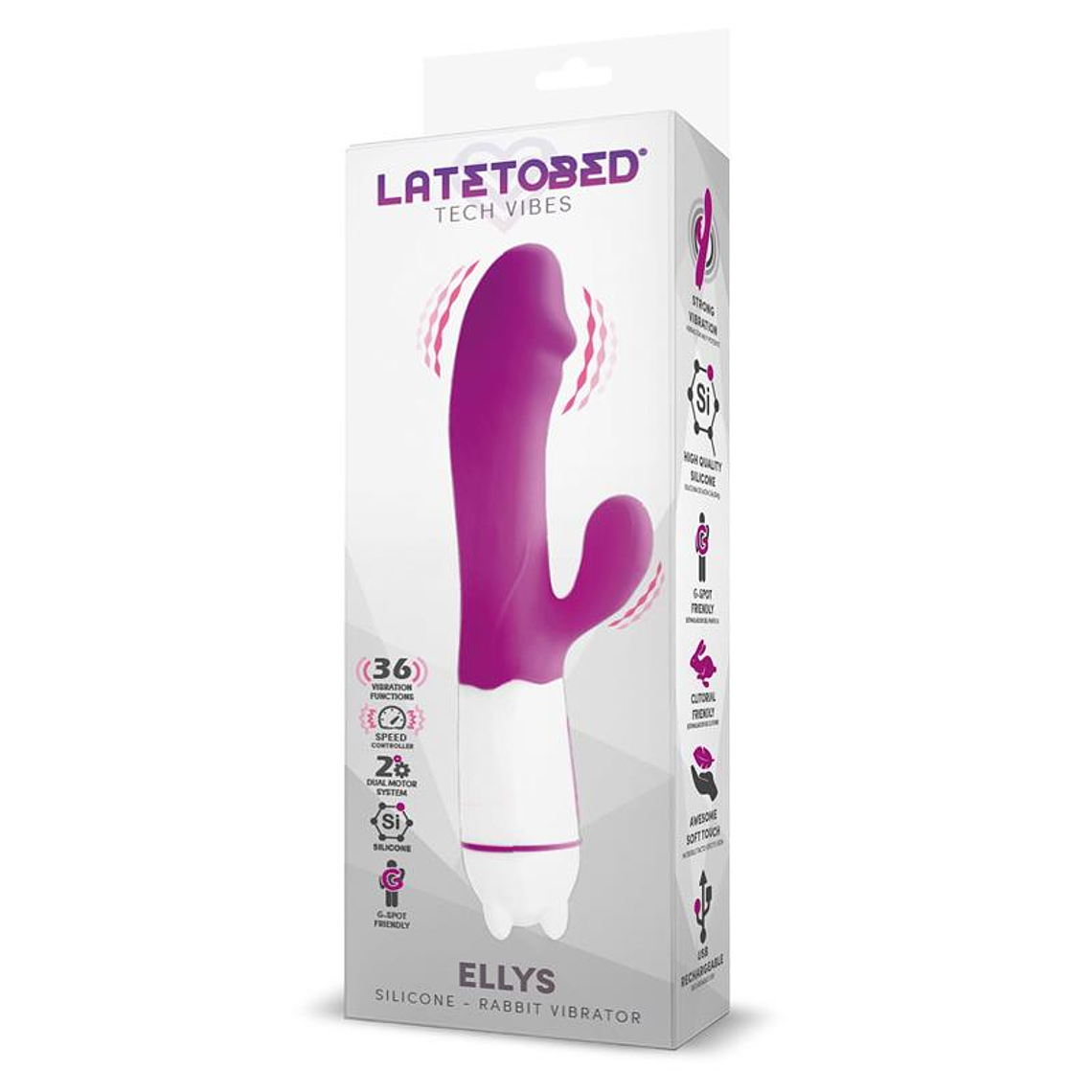 Ellys USB Vibration 36 Functions Silicone Purple 3