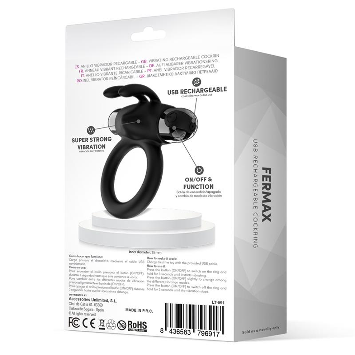 Fermax Vibrating Ring with Rabbit USB Silicone Black 3