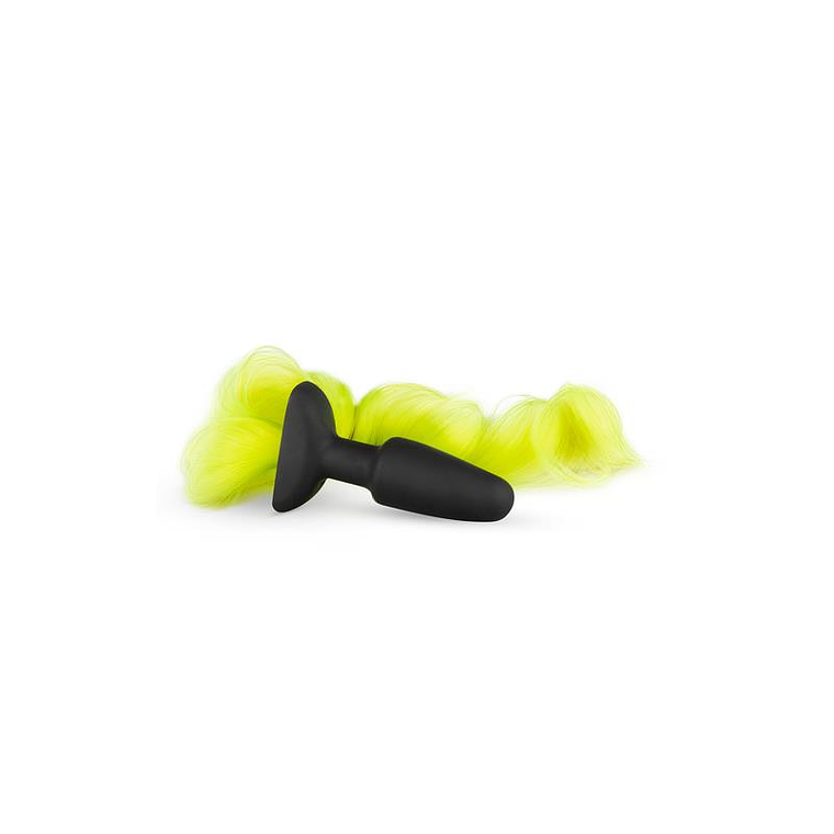 Silicone Butt Plug With Tail - Yellow 1