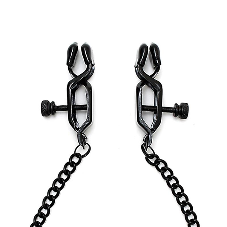 Adjustable nipple clamps with black chain 2