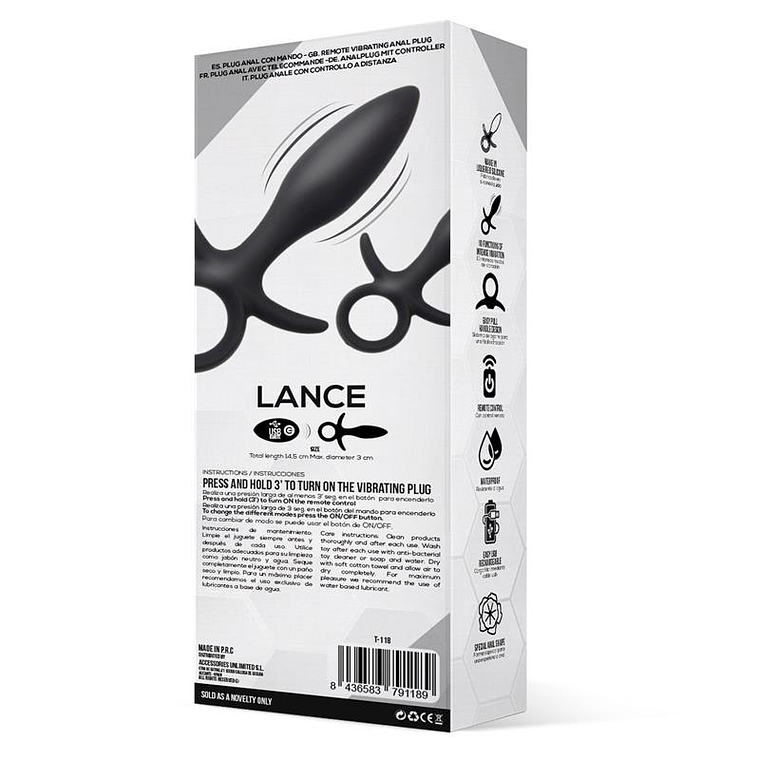 Lance Anal Plug Remote Control Liquified Silicone USB 3
