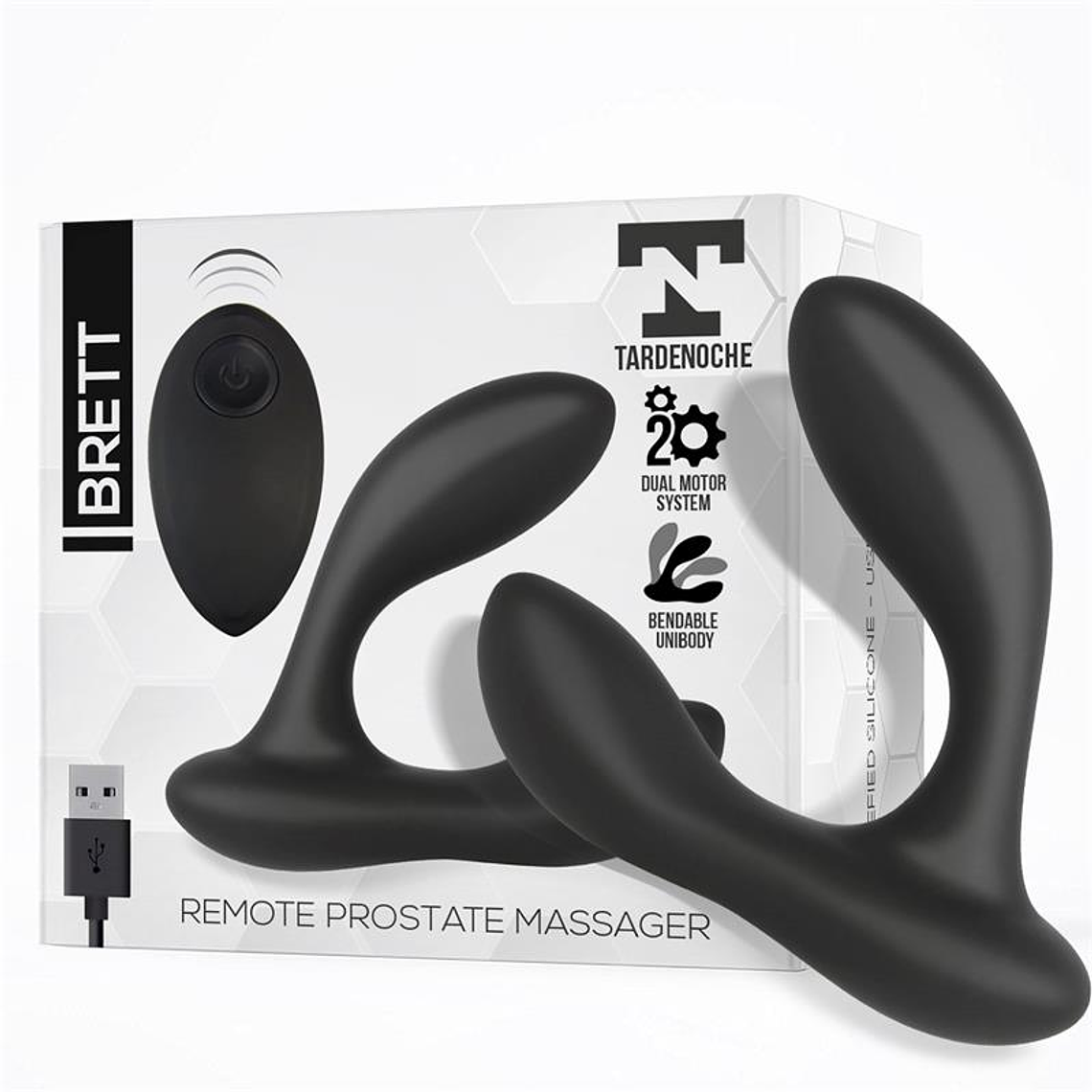 Brett Prostate Massager Remote Control USB Liquid Silicone 1