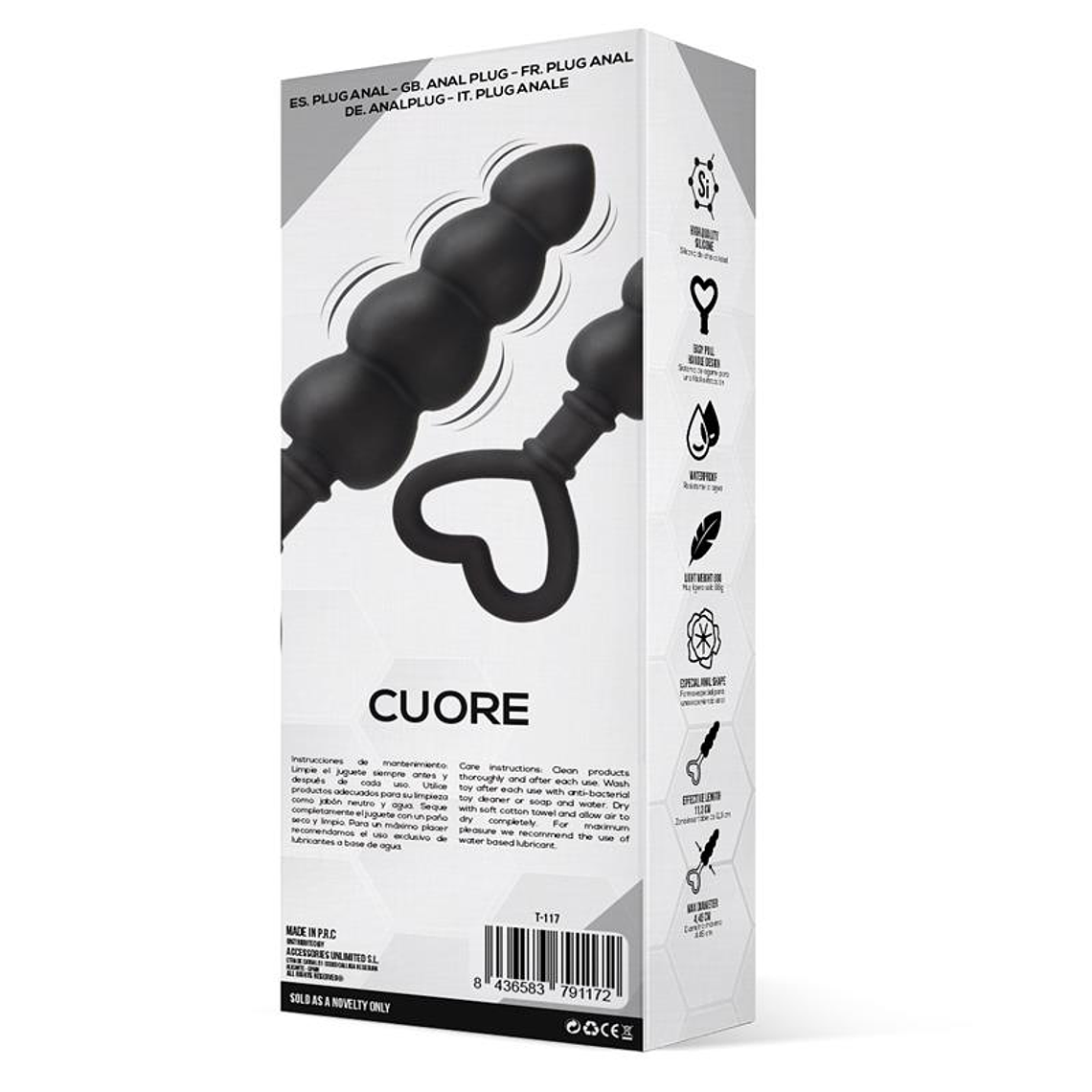 Cuore Anal Plug Silicone Black 3