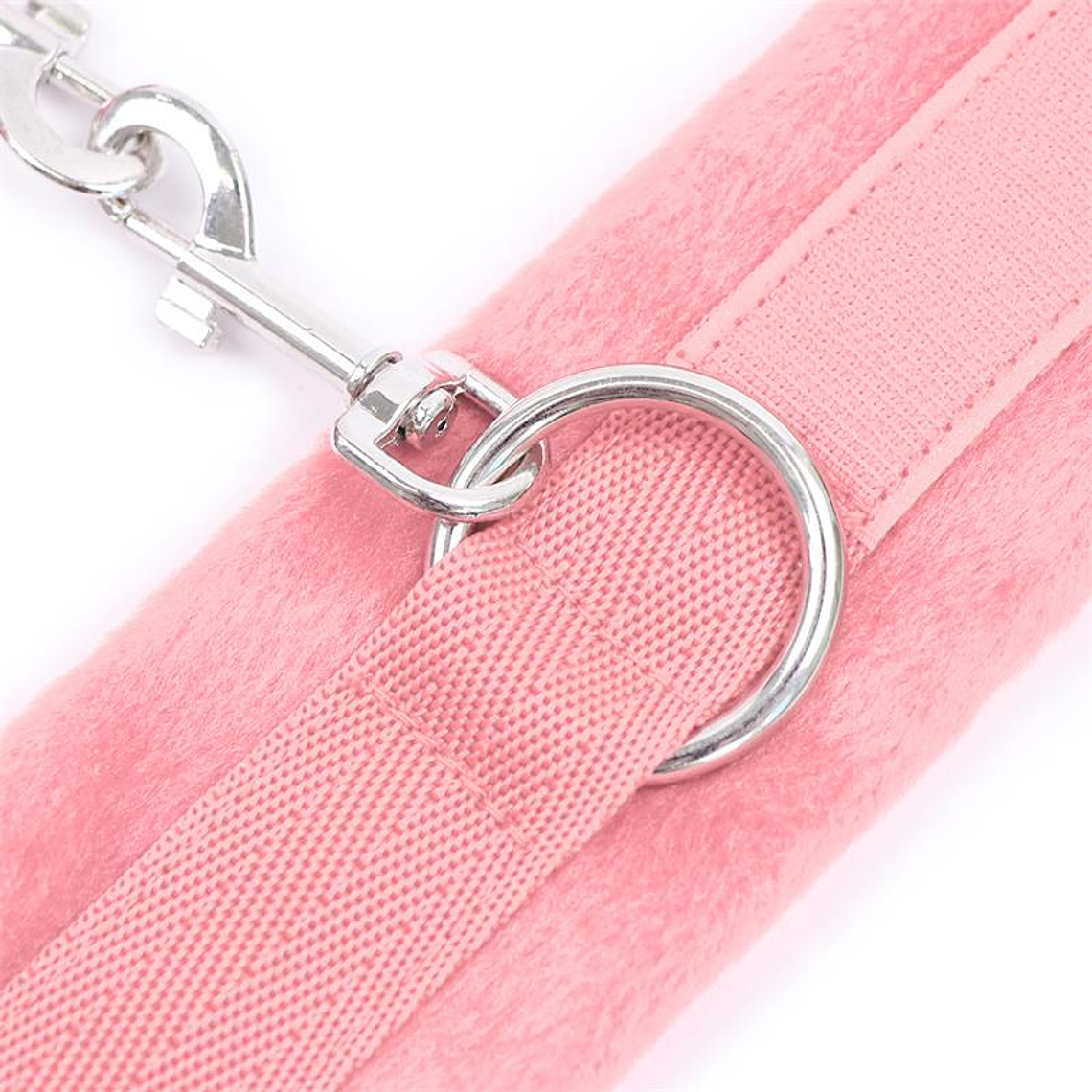 Handcuffs with Velcro with Long Fur Pink 5