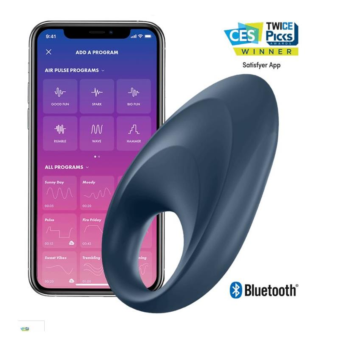 Mighty One Vibrating Ring with APP Blue 1