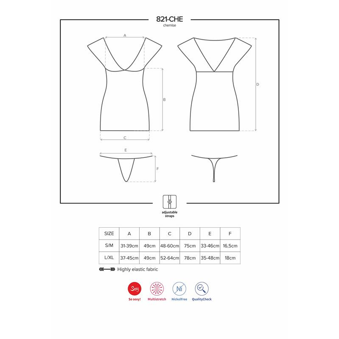 821-CHE-1 Chemise and Thong Black 3