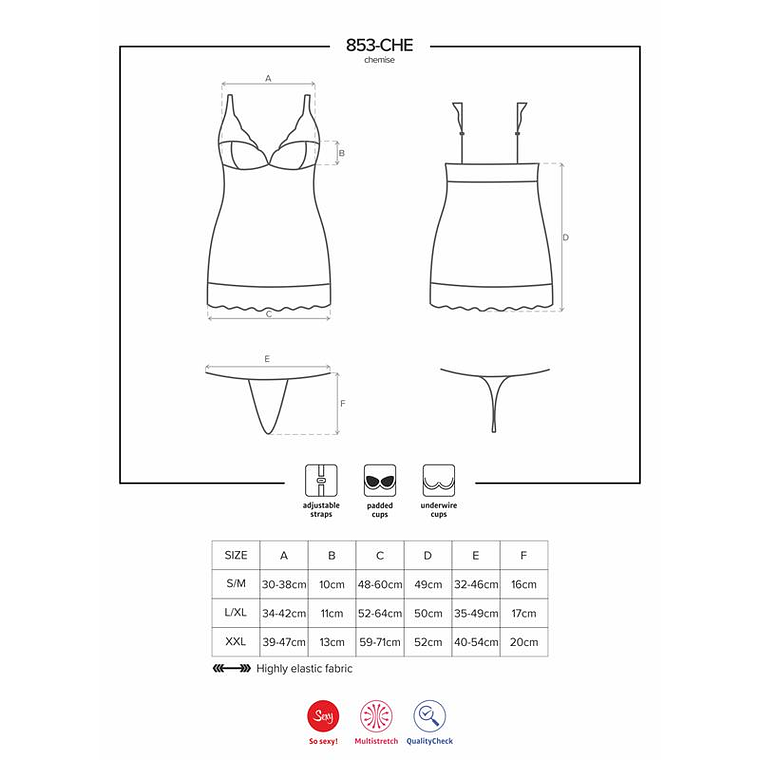 853-CHE-2 Chemise AND Thong White 5