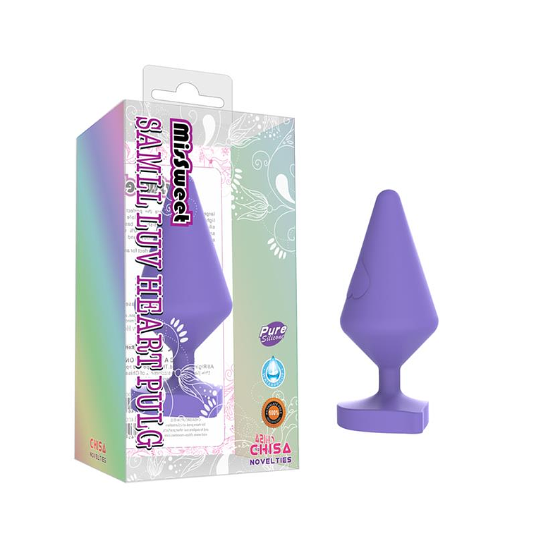Large Luv Heart Plug Purple Silicone 3