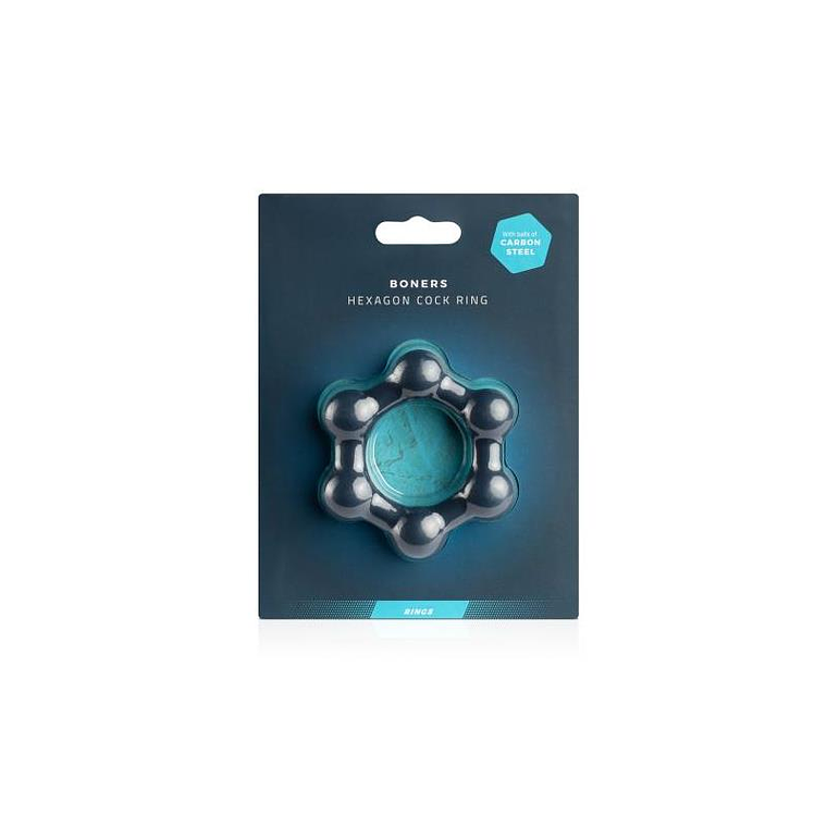 Hexagon Cockring With Steel Balls 4