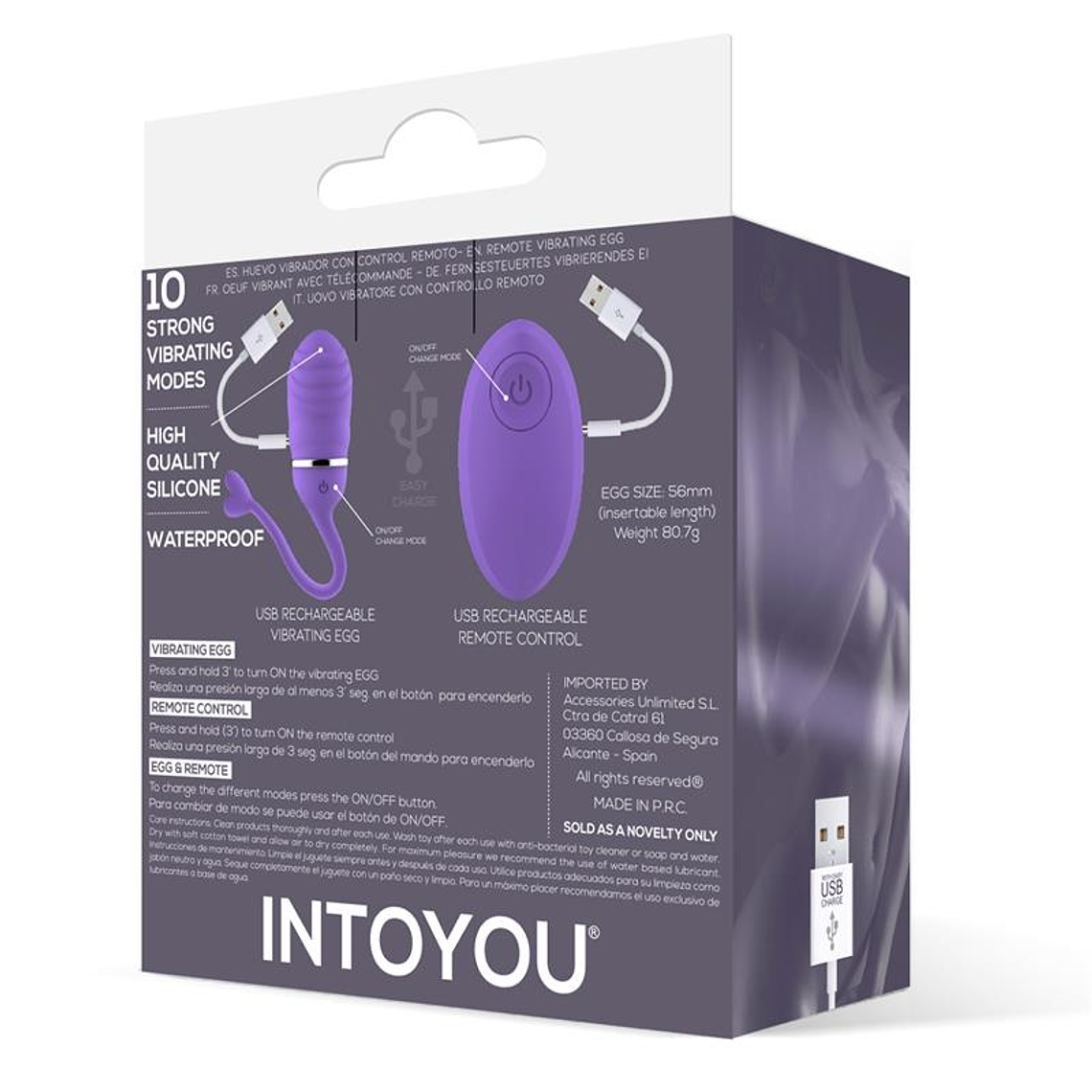 Vibrating Egg with Remote Control Odise USB Silicone Purple 3